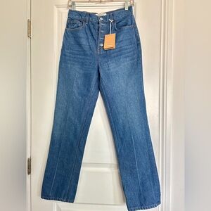 NWT Reformation Cynthia Button Fly High Rise Straight Jeans Size 25/0